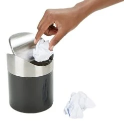 Mind Reader Stainless Steel Desktop Trash Can, Black (GARBASK-BLK) -Kleenex Shop sp169019936 s7