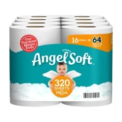 Angel Soft Mega Toilet Paper, 2-Ply, White, 320 Sheets/Roll, 16 Rolls/Case (79423/01)