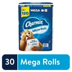 Charmin Ultra Soft 2-ply Standard Toilet Paper, White, 244 Sheets/Roll, 30 Rolls/Case (01537)