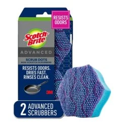Scotch-Brite® Scrub Dots Advanced Non-Scratch Sponge Scrubbers, Blue, 2/Pack (SDA-2)