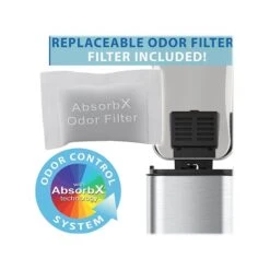 ITouchless SoftStep Slim Stainless Steel Step Trash Can With Hinged Lid, 1.29 Gallon (PS01RSS)