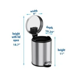 ITouchless SoftStep Round Stainless Steel Step Trash Can With Hinged Lid, 1.29 Gallon (IP01RSS) -Kleenex Shop sp171029018 s7