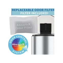 ITouchless SoftStep Semi-Round Stainless Steel Step Trash Can With Hinged Lid, 7.93 Gallon (IP08DSS)