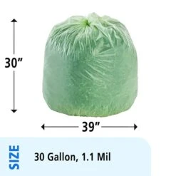 Stout By Envision 30 Gallon Trash Bags, Low Density, 1.1 Mil, 30 X 39, Clear, 12 Bags/Roll, 4 Rolls (STO3039E11)