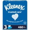 Kleenex Standard Facial Tissue, 2-Ply, 160 Sheets/Box, 3 Boxes/Pack (50219)