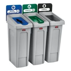 Rubbermaid Slim Jim Recycling Station 3 Stream Landfill/Mixed Recycling/Compost (2007918)
