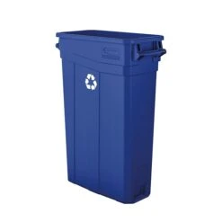 Resin Slim Trash Can Recycle Logo With Handles, 23 Gallon, Blue (TCNH2030BLR)
