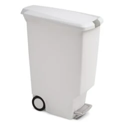 Simplehuman Slim Step Trash Can, White Plastic, 10.5 Gal. (CW1362)