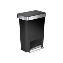 Simplehuman Indoor Step Trash Can, Black Plastic, 12 Gal. (CW1385)