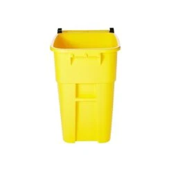 Rubbermaid BRUTE Rollout Outdoor Trash Can W/Lid, Yellow Plastic, 50 Gal. (FG9W2700YEL)