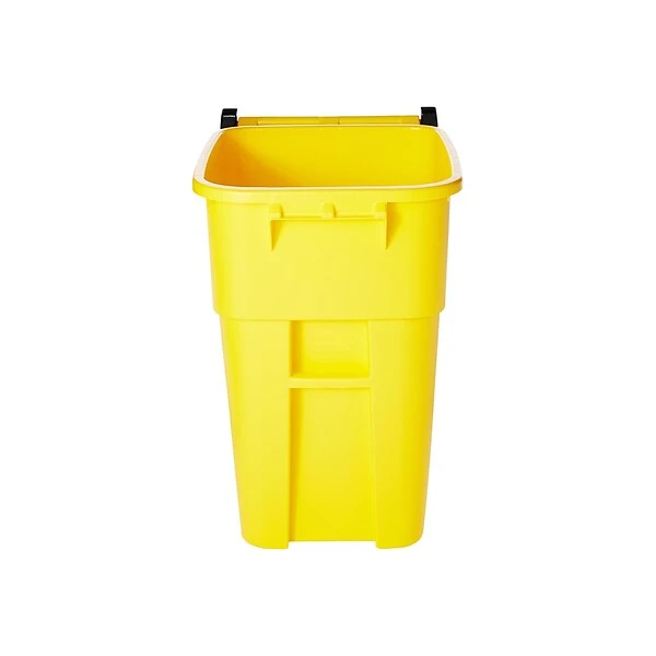 Rubbermaid BRUTE Rollout Outdoor Trash Can W/Lid, Yellow Plastic, 50 Gal. (FG9W2700YEL) 1 Rubbermaid BRUTE Rollout Outdoor Trash Can W/Lid, Yellow Plastic, 50 Gal. (FG9W2700YEL)