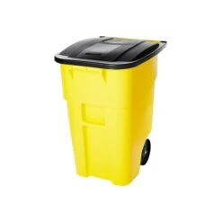Rubbermaid BRUTE Rollout Outdoor Trash Can W/Lid, Yellow Plastic, 50 Gal. (FG9W2700YEL) 10 Rubbermaid BRUTE Rollout Outdoor Trash Can W/Lid, Yellow Plastic, 50 Gal. (FG9W2700YEL) -Kleenex Shop sp44343421 s7