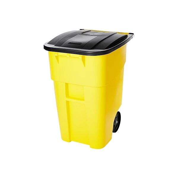 Rubbermaid BRUTE Rollout Outdoor Trash Can W/Lid, Yellow Plastic, 50 Gal. (FG9W2700YEL) 5 Rubbermaid BRUTE Rollout Outdoor Trash Can W/Lid, Yellow Plastic, 50 Gal. (FG9W2700YEL) - Image 5