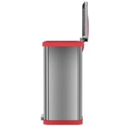 Halo TapCan Stainless Steel Rectangular Pedal Sensor Trash Can With AbsorbX Odor Control System, 13 Gal., Red Trim (TC13SR) -Kleenex Shop sp4463232 s7