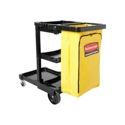 Rubbermaid Janitorial Cleaning Cart, Black Plastic (FG617388BLA)