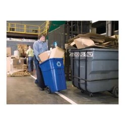 Rubbermaid Brute Polypropylene Recycling Container, 50 Gallon, Blue (FG9W2773BLUE)