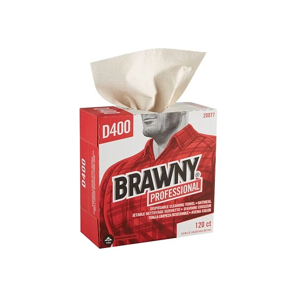Brawny Professional D400 DRC Wipers, Oatmeal, 120 Sheets/Box (20077) 1 Brawny Professional D400 DRC Wipers, Oatmeal, 120 Sheets/Box (20077)