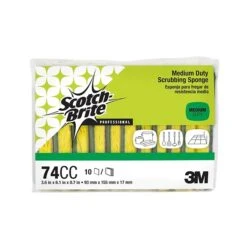 Scotch-Brite™ Medium Duty Scrub Sponge, Green/Yellow, 10/Pack (74CC)