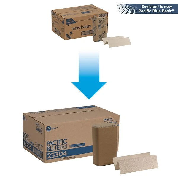 Pacific Blue Basic Recycled Multifold Paper Towel, 1-Ply, Brown, 250 Sheets/Pack, 16 Packs/Carton (23304) 1 Pacific Blue Basic Recycled Multifold Paper Towel, 1-Ply, Brown, 250 Sheets/Pack, 16 Packs/Carton (23304)