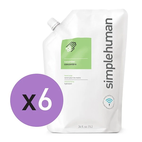 Simplehuman® Moisturizing Hand Soap, Cucumber, 34 Fl Oz, Case Of 6 1 Simplehuman® Moisturizing Hand Soap, Cucumber, 34 Fl Oz, Case Of 6