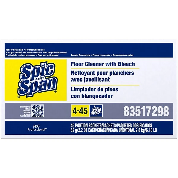 Spic And Span Floor Cleaner Packet With Bleach, 2.2 Oz., 45/Carton (02010) 2 Spic And Span Floor Cleaner Packet With Bleach, 2.2 Oz., 45/Carton (02010) - Image 2
