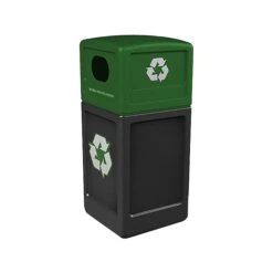 Commercial Zone PolyTec Series Recycle42 Polyethylene Trash Can With Lid, Black With Green Lid, 42 Gal. (74615899)